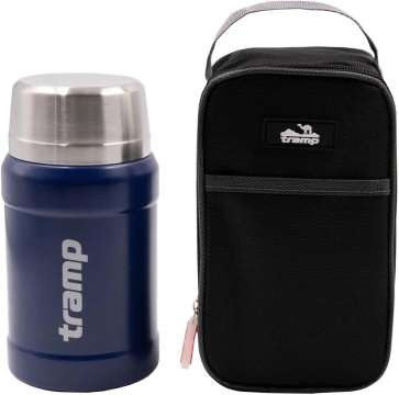 Термос Tramp с широкой горловиной в чехле 0.8l Blue