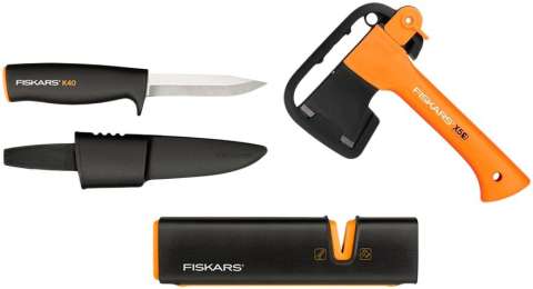 Набор подарочный Fiskars 1057913 (топор X5 121123 + нож + точилка )