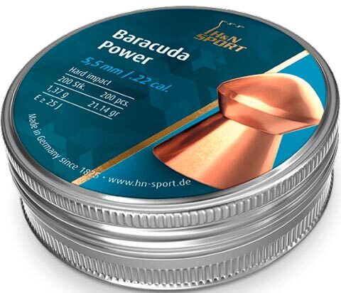 Пули пневматические H&N Baracuda Power. Кал. 5.5 мм. Вес - 1.37 г. 200 шт/уп