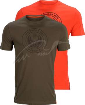 Футболка Harkila Wildboar Pro S/S. Зеленый/Оранжевый