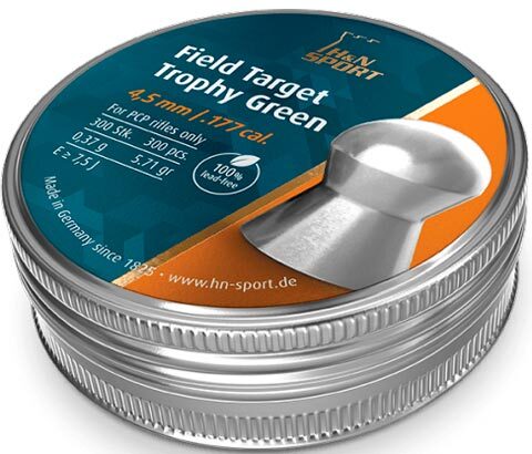 Пули пневматические H&N Field Target Trophy Green. Кал. 4.5 мм. Вес - 0.37 г. 300 шт/уп. Бессвинцовая