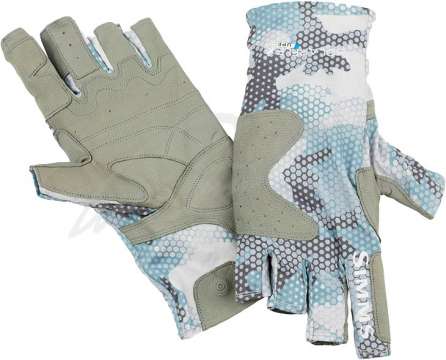 Перчатки Simms SolarFlex Guide Glove ц:hex flo camo grey blue