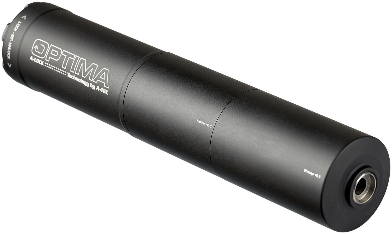 Саундмодератор A-TEC Optima-45 быстросъемный. Кал. - 6.5 мм (под кал. 243 Win; 6,5х47 Lapua; 260 Rem и 6,5x55). Резьба - A-Lock Mini