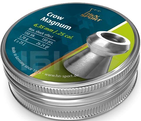 Пули пневматические H&N Crow Magnum. Кал. 6.35 мм. Вес - 1.7 г. 150 шт/уп