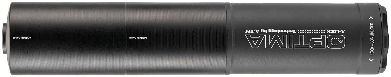 Саундмодератор A-TEC Optima-45 быстросъемный. Кал. - .224 (под кал. .222 Rem; .223 Rem и .22-250 Rem). Резьба - A-Lock Mini