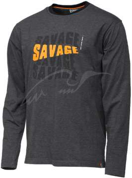 Реглан Savage Gear Simply Savage Logo Tee Long Sleeve M ц:dark grey melange