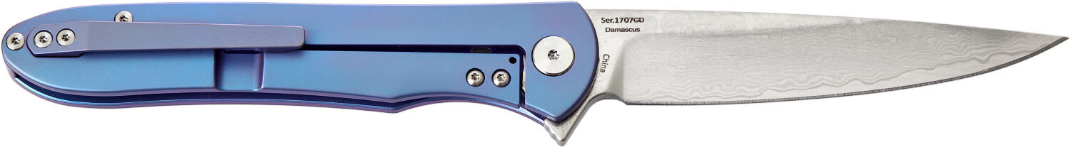 Нож Artisan Shark Damascus Titanium Blue