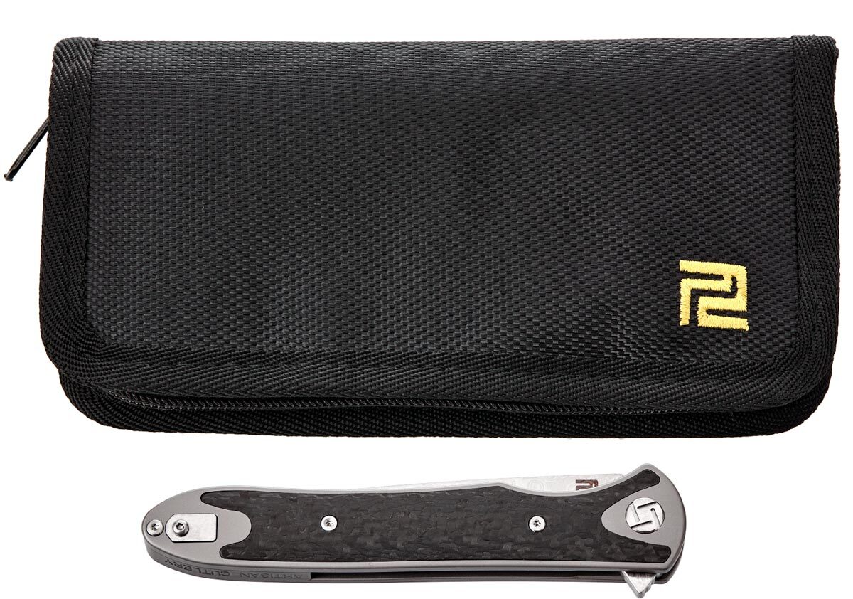 Нож Artisan Shark Damascus Titanium Gray