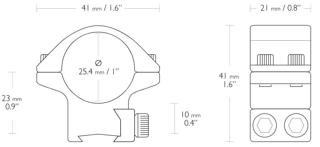 Кольца Hawke Match Mount. d - 25.4 мм. Low. "Ласточкин хвост"