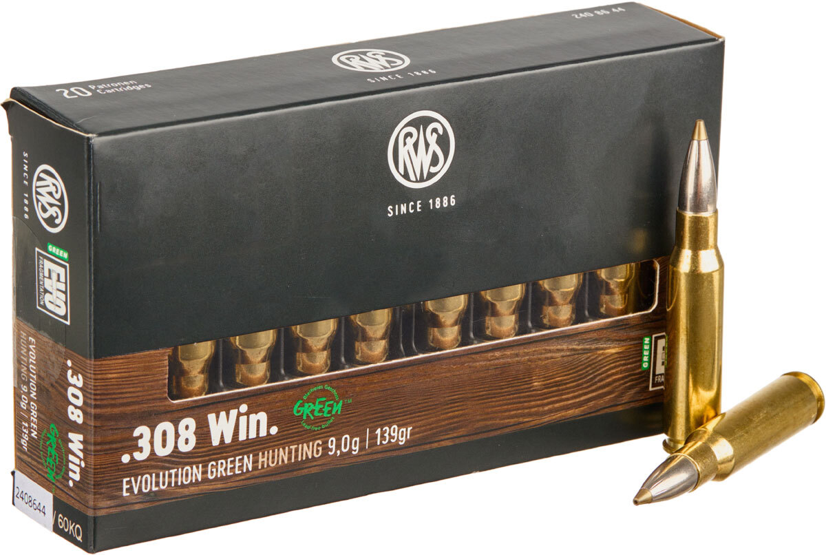 Патрон RWS кал. 308 Win пуля EVO Green масса 9,0 г/139 гран