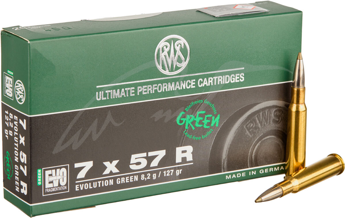 Патрон RWS кал. 7x57 R пуля EVO Green масса 8,2 г/127 гран