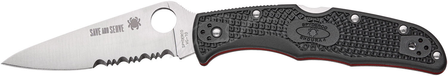 Нож Spyderco Endura 4 Thin Red Line полусеррейтор