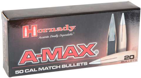 Пуля Hornady A-MAX кал .50 BMG (.510) масса 750 гр (48.6 г) 20 шт