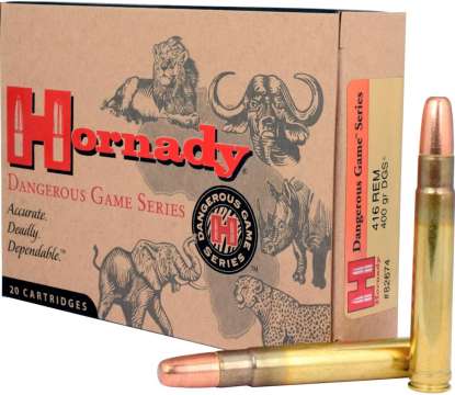 Патрон Hornady кал .416 Rem Mag пуля DGS масса 400 гр (25.9 г)