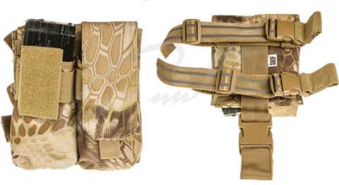 Подсумок Skif Tac для 4х магазинов АК (охот. верс.) с креплением на бедро. Цвет - kryptek khaki