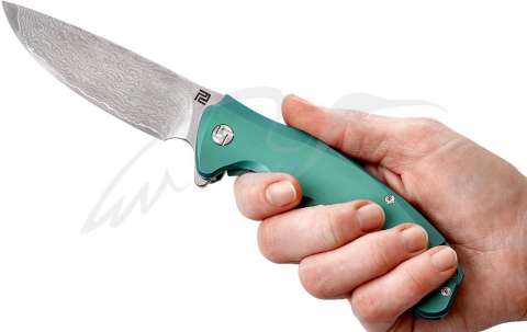 Нож Artisan Tradition Damascus Titanium Green