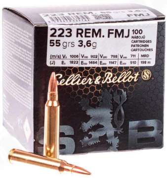 Патрон Sellier & Bellot кал .223 Rem пуля FMJ 55 гр (3.6 г)