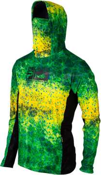 Реглан Pelagic Exo-Tech Hooded Fishing Shirt ц:green dorado hex
