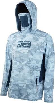 Реглан Pelagic Exo-Tech Hooded Fishing Shirt ц:slate fish camo