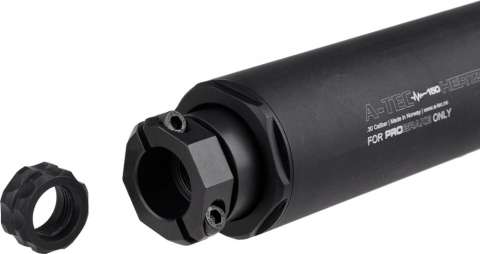 Саундмодератор A-TEC 150 Hertz PRO с ДТК PRO Brake. Кал. - .30 (под кал. .270 Win; 7x64; .308 Win и .30-06). Резьба - M18x1