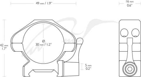 Кольца быстросъемные Hawke Precision Steel. d - 30 мм. Low. Weaver/Picatinny
