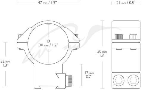 Кільця Hawke Match Mount. d - 30 мм. High. "Ластівчин хвіст"