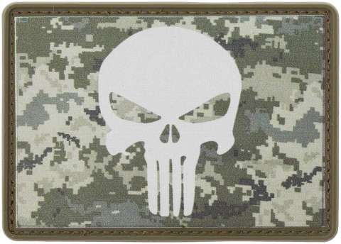 Патч МИД Каратель. Белый/пиксель