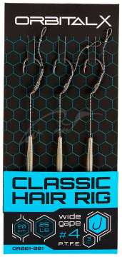 Повідець OrbitalX Classic Hair Rig Wide Gape №04 25lb 20cm (3шт/уп)