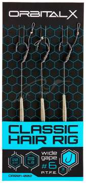 Повідець OrbitalX Classic Hair Rig Wide Gape №06 25lb 20cm (3шт/уп)