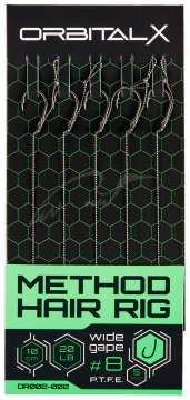Повідець OrbitalX Method Hair Rig Wide Gape №08 20lb 10cm (5шт/уп)