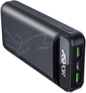 Зарядний пристрій Aspor A396 20000mAh (22.5W/PD USB-C laptops fast charging) к:black