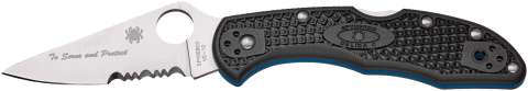 Нож Spyderco Delica 4 Lightweight Thin Blue Line полусеррейтор
