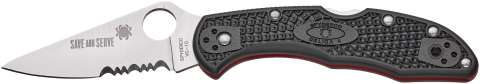 Нож Spyderco Delica 4 Lightweight Thin Red Line полусеррейтор