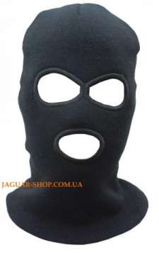 Шлем маска вязанная с прорезями для глаз и рта черная