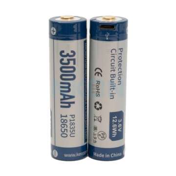 2x Keeppower 18650 3500mAh (захищені) - 8A - USB