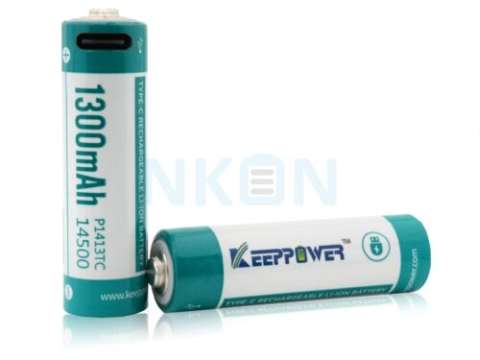 2x Keeppower 14500 1300mAh (захищені) - 2A - USB-C