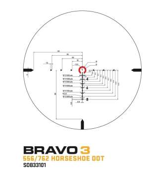 Приціл призматичний Sig Optics BRAVO3 BATTLE SIGHT, 3X24MM HORSESHOE DOT ILLUM RETICLE