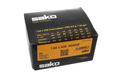 Патрон нарізний Sako Range FMJ кал. 7,62 х 54R 8,0 г (123 Gr)