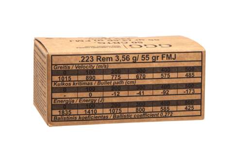 Патрон нарізний GGG кал.223 Rem FMJ 55gr (3.56 г)