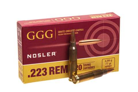 Патрон нарізний GGG k.223 Rem HPBT NOSLER 77GR (4.99 г)