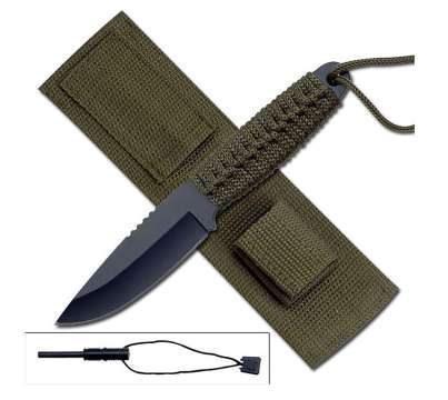 Набір Elk Ridge: ніж із рукояттю в паракорді, кресало
