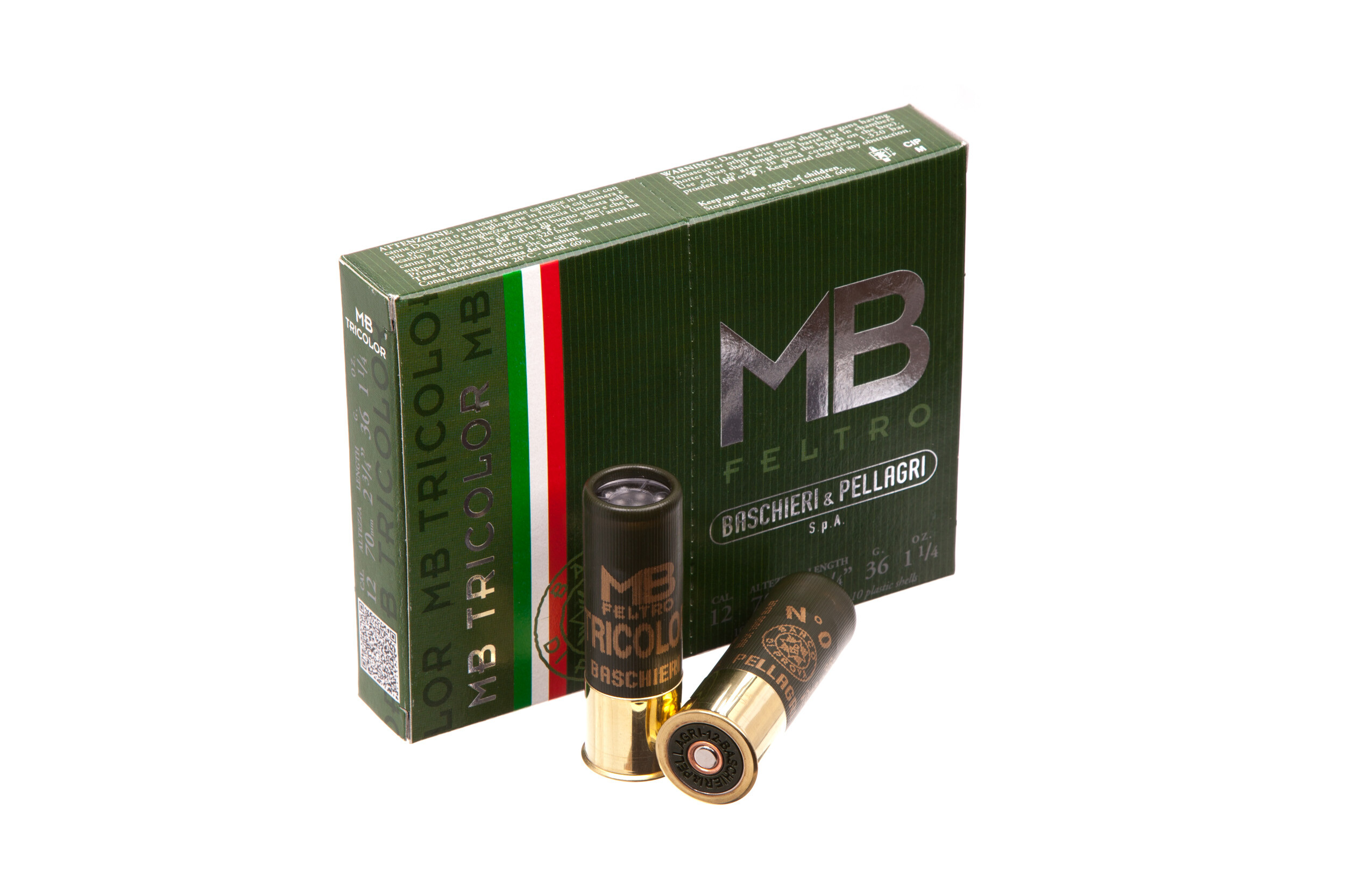 Патрон охотничий B&P TRICOLOR (б/к, фетровый пыж) к.12/16/70 №5, 10/100 шт 36гр