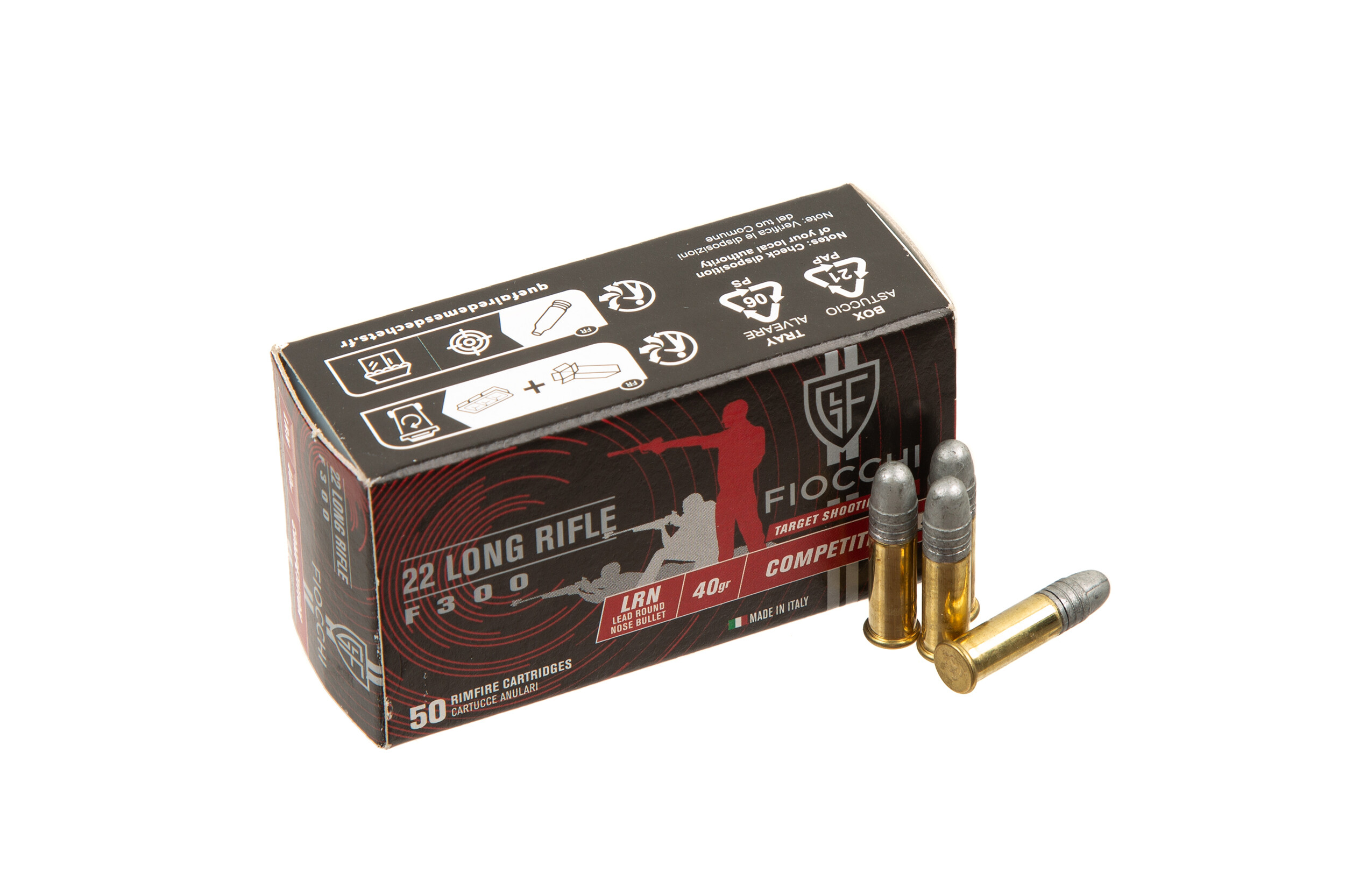 Патрон нарезной Fiocchi Official F300 22LR. LRN, 40GR (2,59 г), 300 м/с