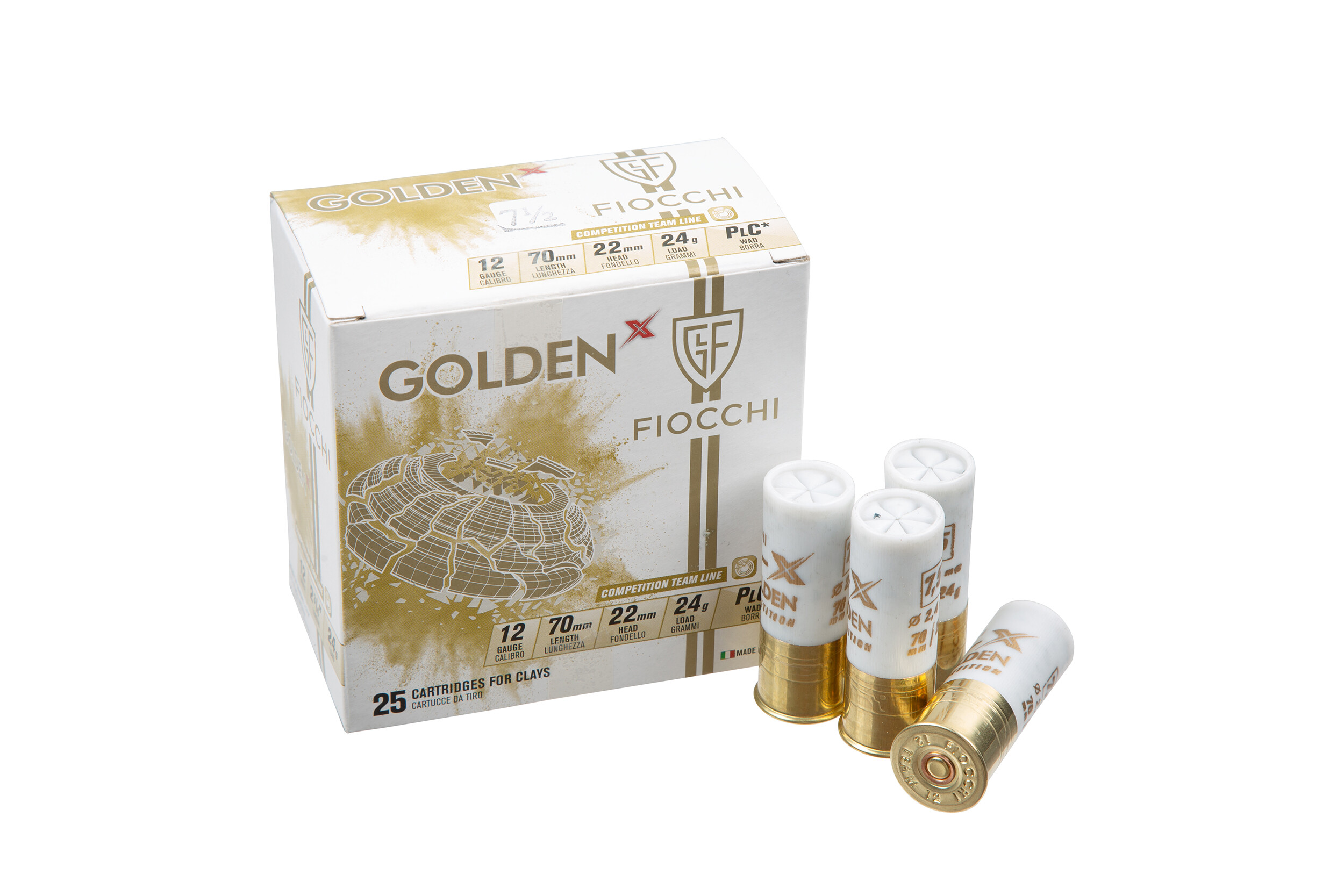 Патроны гладкоствольные Fiocchi Golden X 12/22/70 №7.5, 24 г, 25 шт.