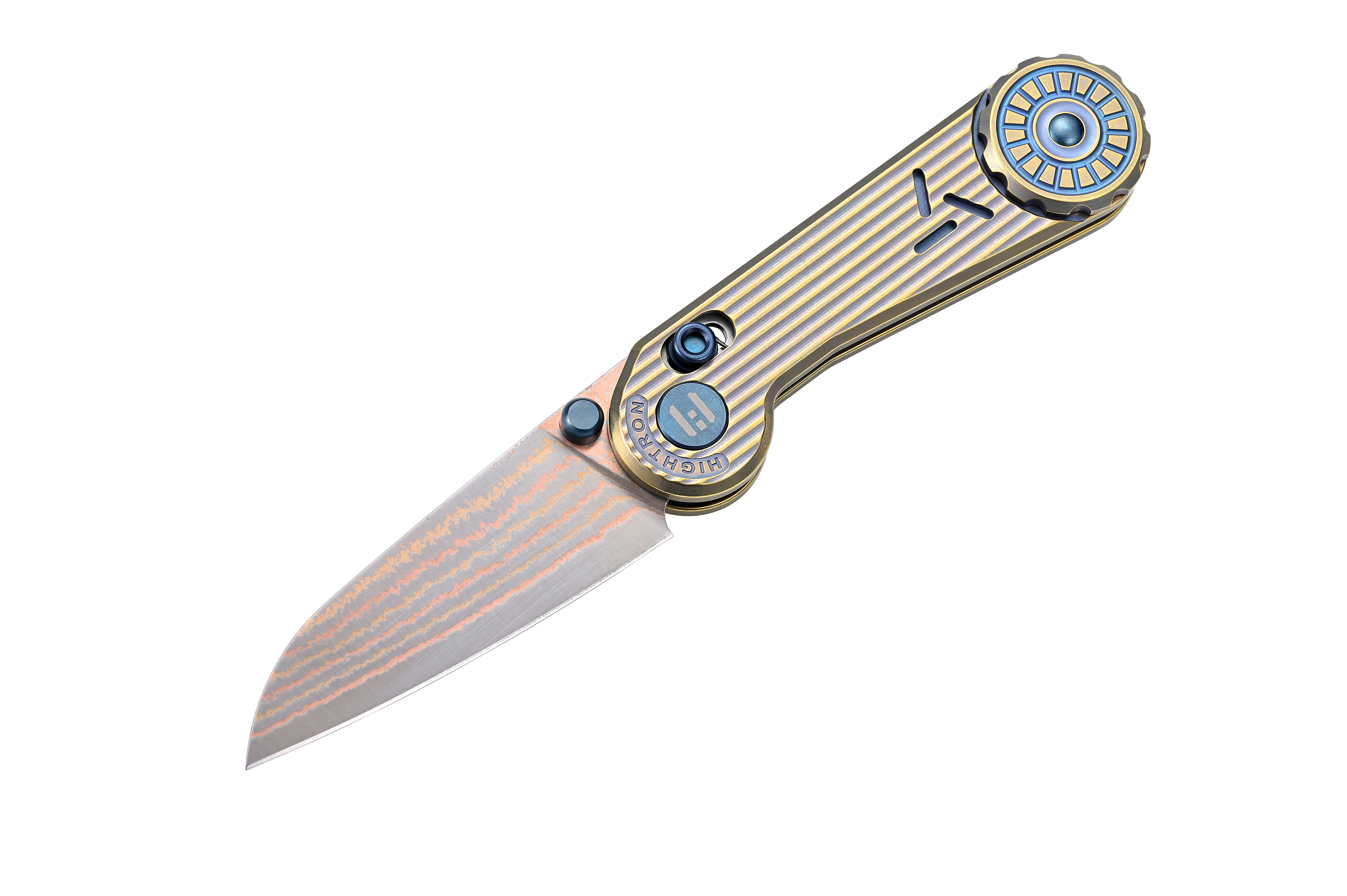 Нож-антистресс Hightron EdgePlay, дамаск с медью, титан TC4