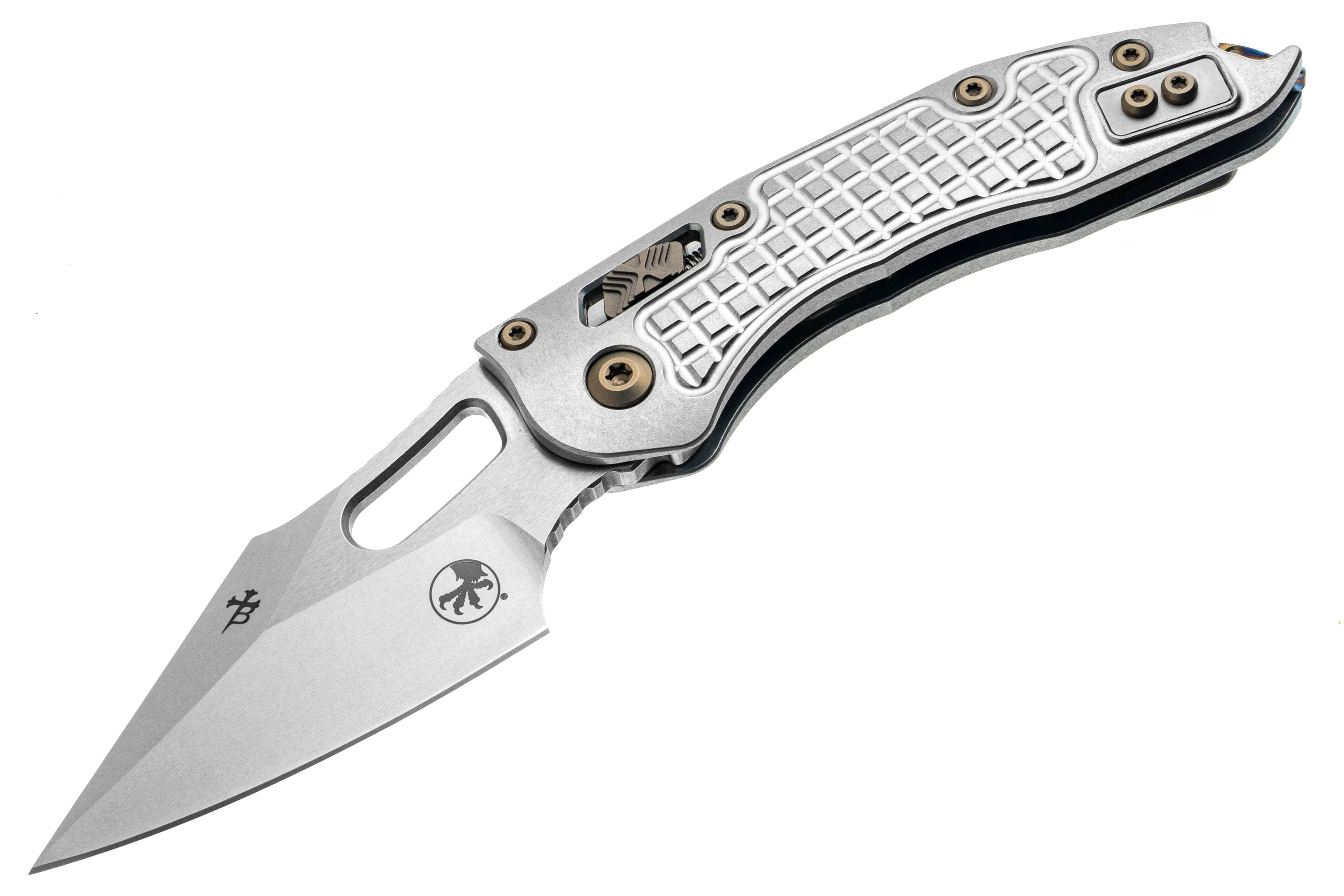 Нож Microtech Stitch Ram-Lok Marfione Select Stnwsh Frag Ti w/flamed Ti Brnz Dbl Vapor