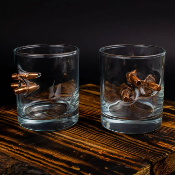 Пара склянок з трьома справжніми кулями 7.62 мм в подарунковій упаковці