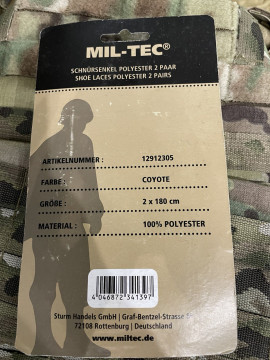 Шнурки для черевиків вощені 180 см койот Mil-Tec