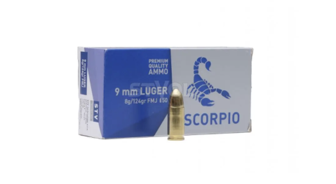 Патрон спортивний STV Scorpio 9mm FMJ Luger кал.9х19 124GR (8,04 г)