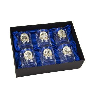 Набір для віскі Boss Crystal "Казаки ", 6 бокалів Brill Gold, накладки золото